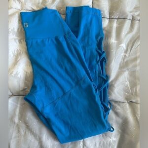 Buffbunny Blue Leggings with Side Lattice Detail